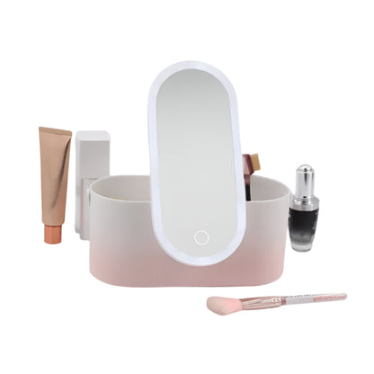 Makeup Organizer with LED Light Mirror