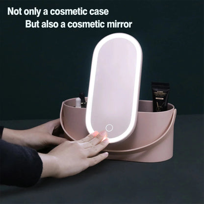 Makeup Organizer with LED Light Mirror